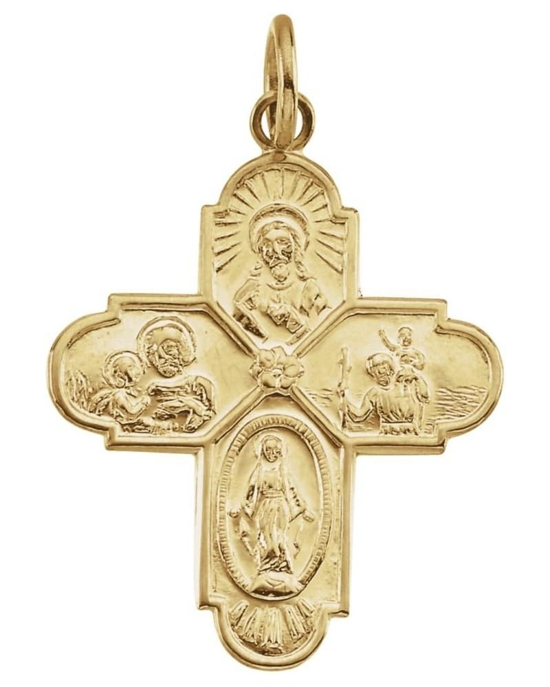 14k Yellow Gold 24.5x21.5 mm Four-Way Cross Medal $101.82 Pendants