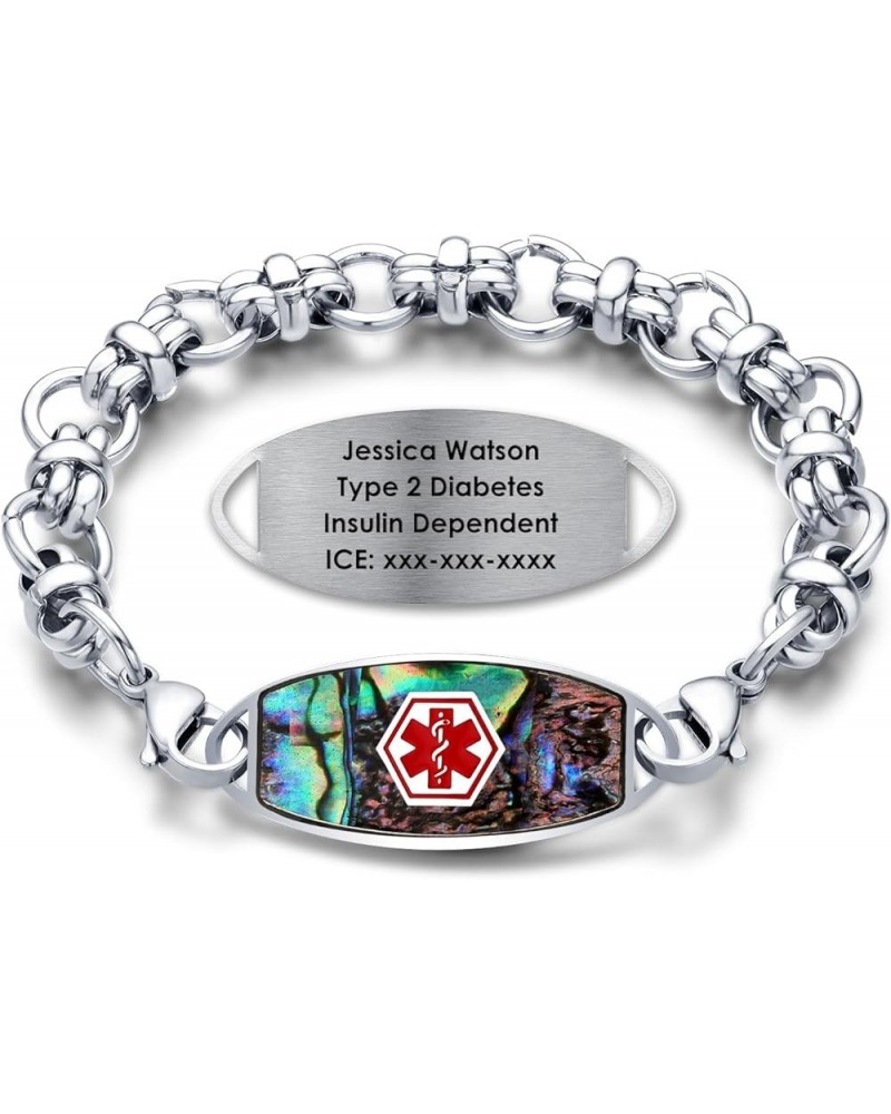 Personalized Medical Alert Bracelets for Women Men, Customizable Medical ID Bracelet with Free Engraving, Stainless Steel & S...