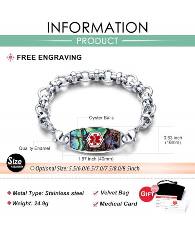 Personalized Medical Alert Bracelets for Women Men, Customizable Medical ID Bracelet with Free Engraving, Stainless Steel & S...