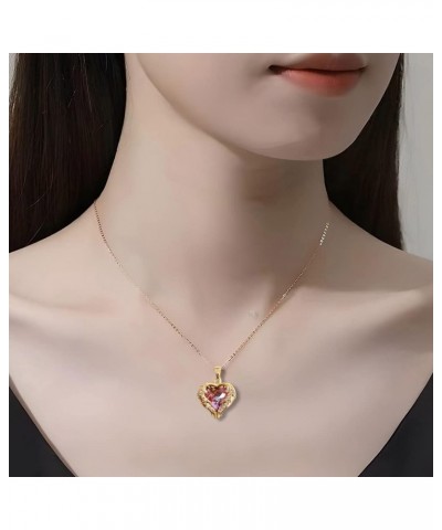 Angel Wings Heart Crystal Pendant Necklace Red Crystal Necklace - Romantic Valentine's Day Jewelry Gifts for Her $5.82 Necklaces