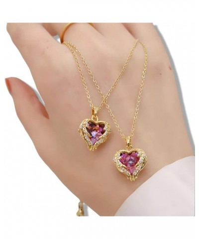 Angel Wings Heart Crystal Pendant Necklace Red Crystal Necklace - Romantic Valentine's Day Jewelry Gifts for Her $5.82 Necklaces