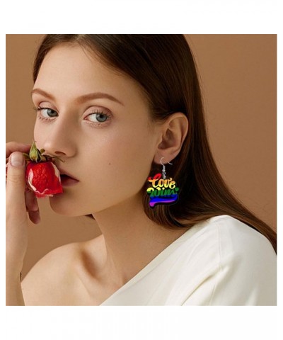 Rainbow Earrings for Women Girls Cute Colorful Lightweight Acrylic Love Wins Heart Butterfly Dangle Drop LGBT Pride Earrings ...