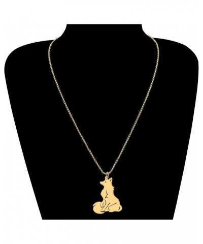 Stainless Steel Cute Arctic Fox Necklace Pendant 18K Gold Fashion Animals Jewelry for Women Girls Kids Fox Lovers Charms Gift...