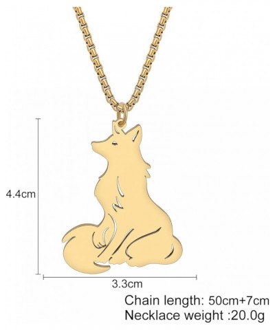 Stainless Steel Cute Arctic Fox Necklace Pendant 18K Gold Fashion Animals Jewelry for Women Girls Kids Fox Lovers Charms Gift...