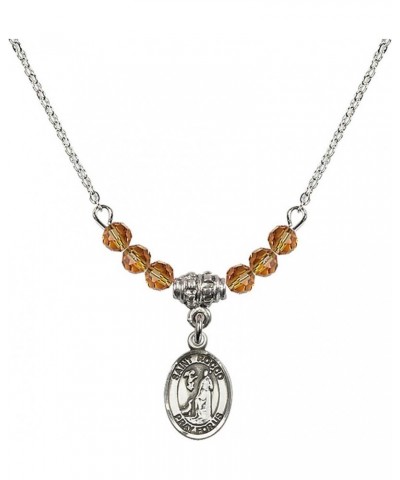 November Birth Month Bead Necklace with Catholic Patron Saint Petite Charm, 18 Inch Saint Rocco $32.44 Necklaces