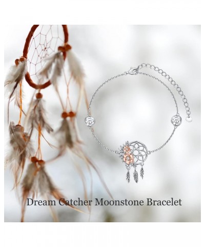 Dream Catcher Bracelet 18K White/Yellow Gold Plated S925 Silver Moonstone/Birthstone Rose Flower Dreamcatcher Jewelry Birthda...