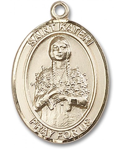 14 Karat Gold Catholic Patron Saint Medal Pendant, 1 Inch Saint Kateri $568.63 Necklaces