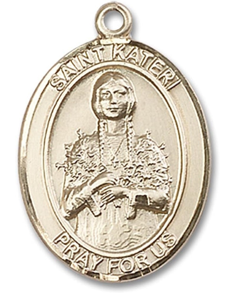 14 Karat Gold Catholic Patron Saint Medal Pendant, 1 Inch Saint Kateri $568.63 Necklaces