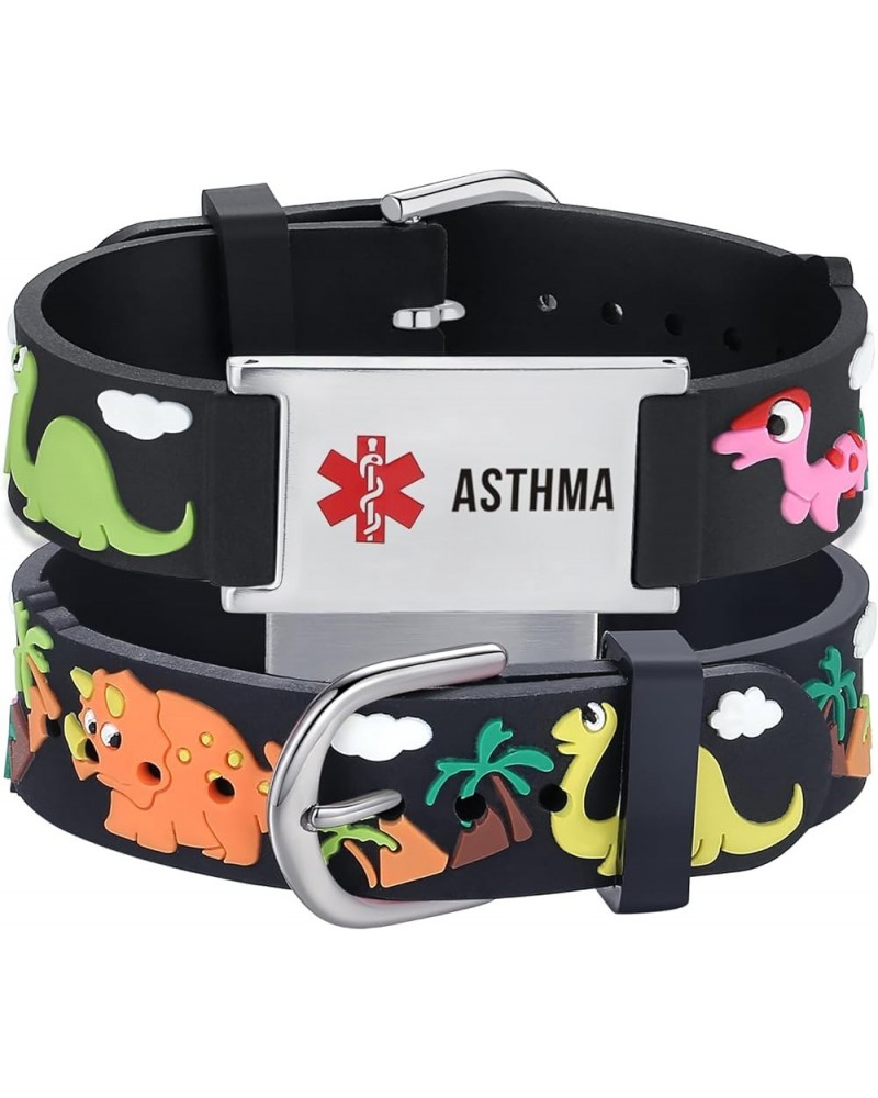 Medical Alert Bracelets for Women kids Cute Cartoon Emergency ID bracelets Thoughtful Gift to boy and girls Black asthma $14....