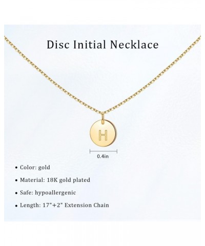 Initial Necklace Gold, Initial Necklaces for Women, Name Necklace Personalized, 18k Gold Plated Necklace Initial Round H $6.9...