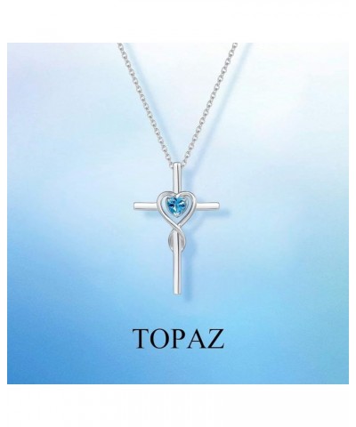 Sterling Silver Birthstone Cross Necklace for Women Birthstone Necklace Heart Infinity Cross Pendant Necklace Fine Jewelry Ch...