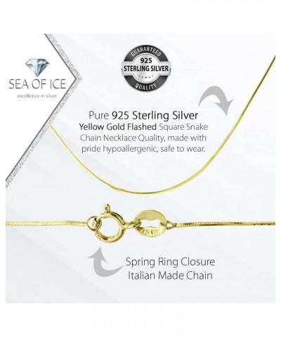 Sterling Silver 1mm Square Snake Chain Necklace For Women, Size 14" - 36" Italy Yellow Gold Flashed Silver 14.0 Inches $9.87 ...