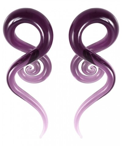 IPINK-Mixed Colors Glass Spiral Tapers Ear Piercing Tunnel Plugs Gauges Purple color of 0 Gauge (8mm) $9.71 Body Jewelry