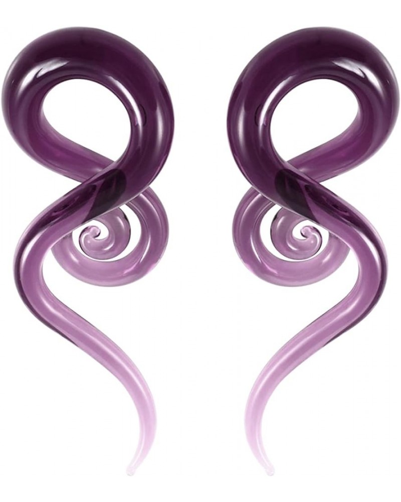 IPINK-Mixed Colors Glass Spiral Tapers Ear Piercing Tunnel Plugs Gauges Purple color of 0 Gauge (8mm) $9.71 Body Jewelry