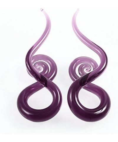 IPINK-Mixed Colors Glass Spiral Tapers Ear Piercing Tunnel Plugs Gauges Purple color of 0 Gauge (8mm) $9.71 Body Jewelry