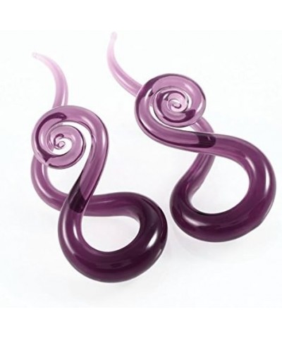 IPINK-Mixed Colors Glass Spiral Tapers Ear Piercing Tunnel Plugs Gauges Purple color of 0 Gauge (8mm) $9.71 Body Jewelry