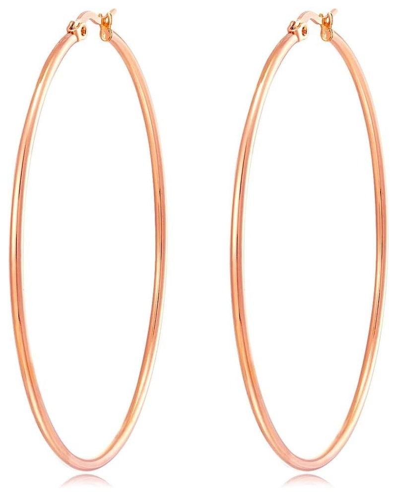 Large Gold Hoop Earrings for Women - Stainless Steel Healthy Choice for Sensitive Ears Rose Gold 70.0 Millimeters $9.50 Earrings