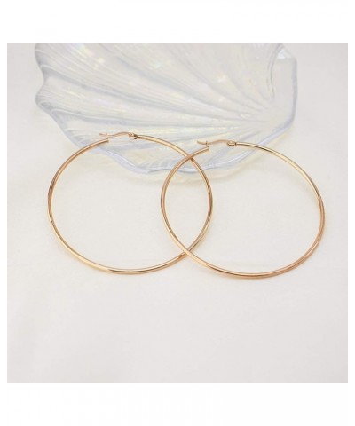 Large Gold Hoop Earrings for Women - Stainless Steel Healthy Choice for Sensitive Ears Rose Gold 70.0 Millimeters $9.50 Earrings