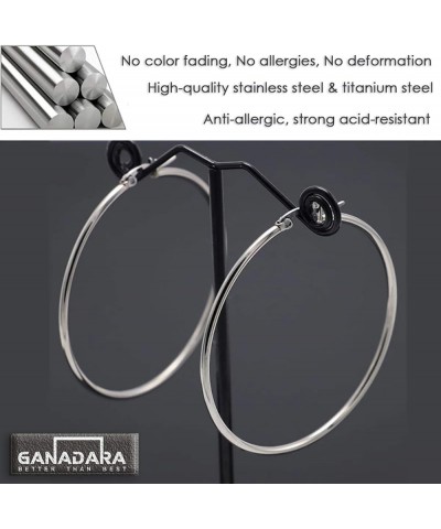 Large Gold Hoop Earrings for Women - Stainless Steel Healthy Choice for Sensitive Ears Rose Gold 70.0 Millimeters $9.50 Earrings