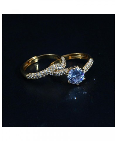 Couple Rings Matching Ring 1.5ct CZ Gold Plated Women Wedding Ring Sets for Him and Her Ring Sets Gold women size9 & men size...