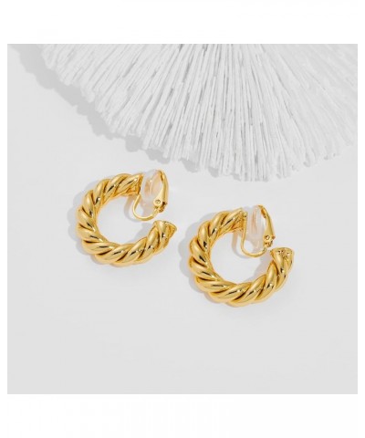 Gold Clip On Hoop Earrings for Women Classic Large Chunky Hoops Clip On Earrings Non Pierced Hoop Earrings Minimalistic Hoop ...