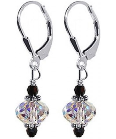 Austrian Crystals 925 Sterling Silver Leverback Drop Earrings Clear $14.55 Earrings