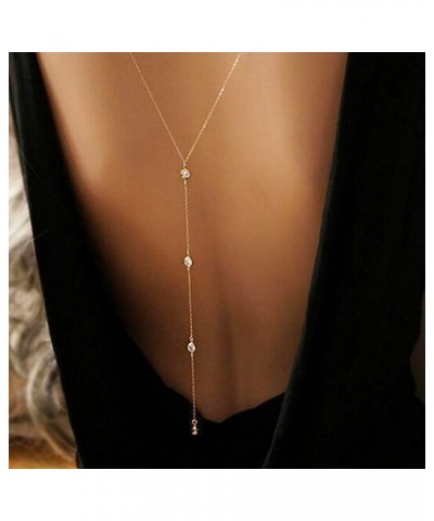 Sexy Long Tassel Backdrop Necklace Crystal Body Chain Pendant Backless Gold Rhinestone Y Backless Necklace Wedding Brides Dre...