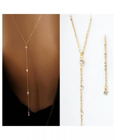 Sexy Long Tassel Backdrop Necklace Crystal Body Chain Pendant Backless Gold Rhinestone Y Backless Necklace Wedding Brides Dre...