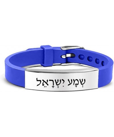 Shema Israel Bracelet for Men Women,Hebrew Jewish Blessing Sh'ma Shema Israel Cuff Bracelet Stainless Steel Adjust Silicone J...