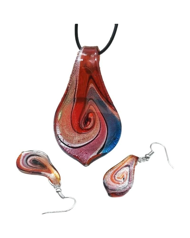 Glass Water Drop Shape Glaze Spiral Dangle Earrings Lampwork Handmade Glass Bead Geometric Earrings for Women Jewelry Paint R...