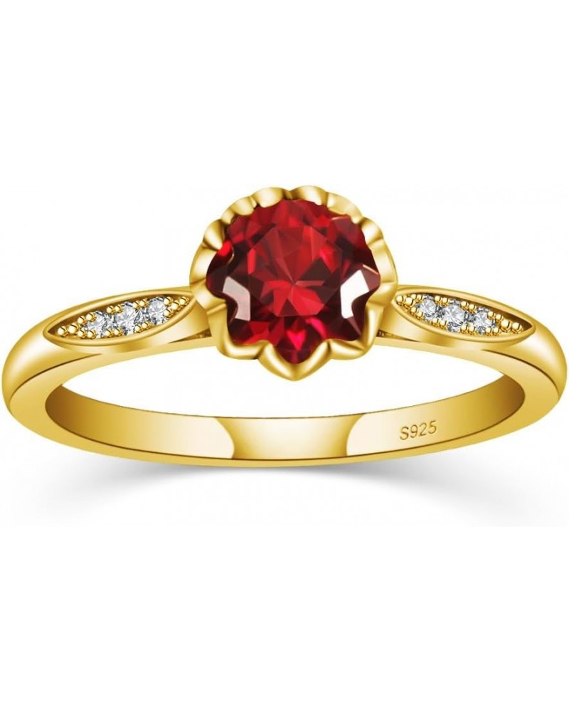 Gold Rings for Women Luxury Flower Shape Sapphire Engagement Ring Sterling Silver Rings for Wedding Size 8-10 6 Red $14.00 Rings