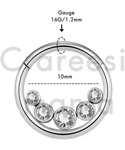 Sugical Steel 16g Daith Hinged Rings Helix Piercing Hoop Earrings Rook Tragus Septum Clicker Small Hoop Ring Steel+10mm diame...