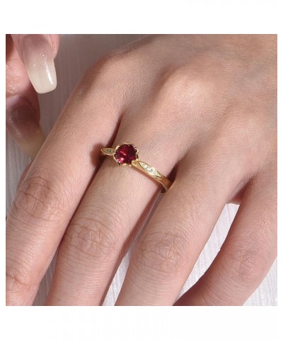 Gold Rings for Women Luxury Flower Shape Sapphire Engagement Ring Sterling Silver Rings for Wedding Size 8-10 6 Red $14.00 Rings