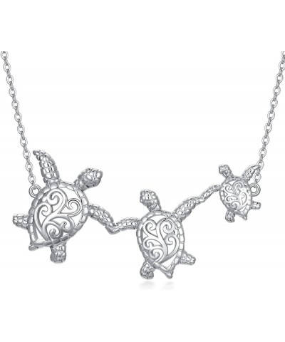 Turtle Necklace 925 Sterling Silver Turtle Pendant Turtle Jewelry for Women Girls Three Turtles $18.35 Necklaces