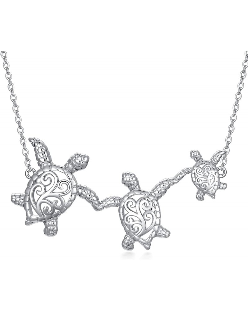 Turtle Necklace 925 Sterling Silver Turtle Pendant Turtle Jewelry for Women Girls Three Turtles $18.35 Necklaces