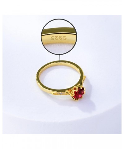 Gold Rings for Women Luxury Flower Shape Sapphire Engagement Ring Sterling Silver Rings for Wedding Size 8-10 6 Red $14.00 Rings