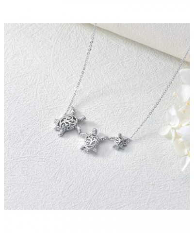 Turtle Necklace 925 Sterling Silver Turtle Pendant Turtle Jewelry for Women Girls Three Turtles $18.35 Necklaces