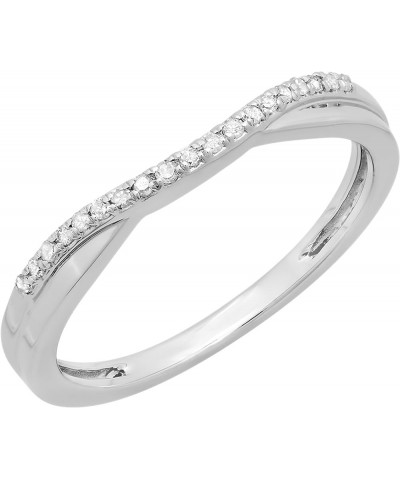 0.11 Carat (ctw) 10K Gold Round Cut White Topaz Ladies Anniversary Wedding Guard Contour Band 10 White Gold $92.47 Rings