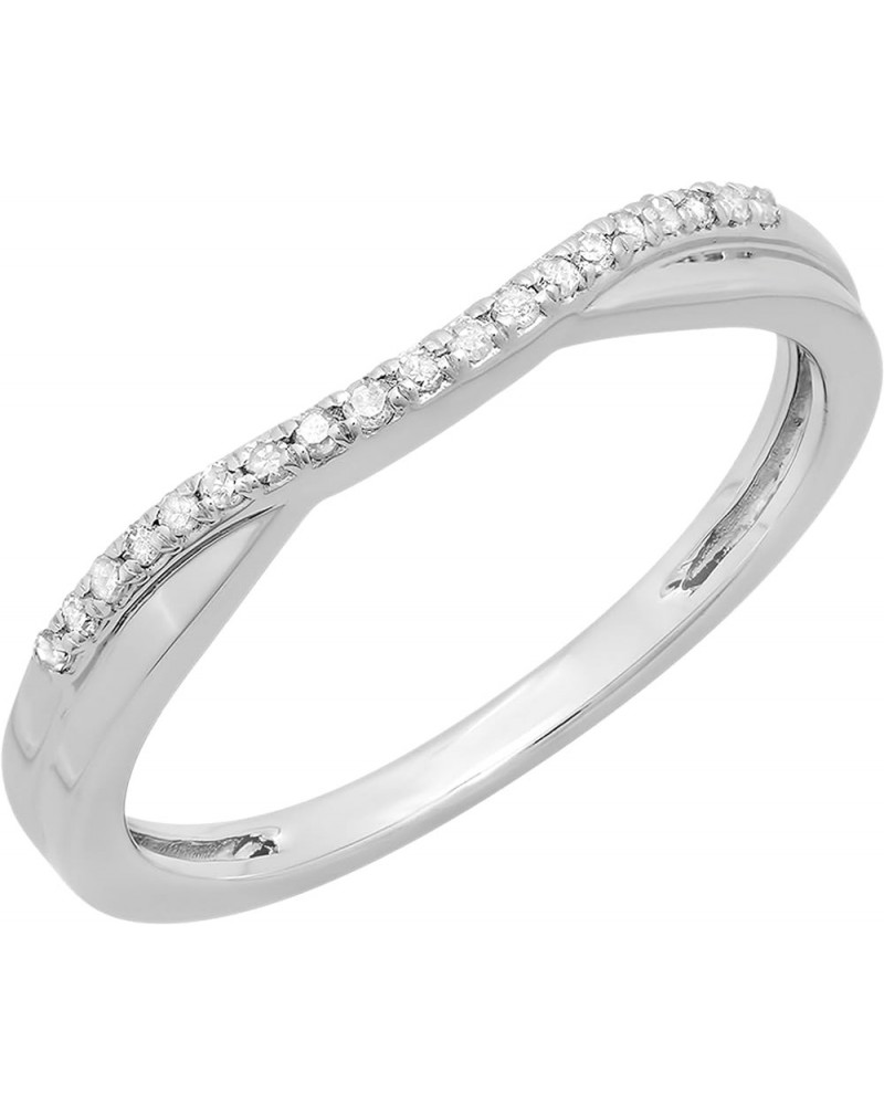 0.11 Carat (ctw) 10K Gold Round Cut White Topaz Ladies Anniversary Wedding Guard Contour Band 10 White Gold $92.47 Rings