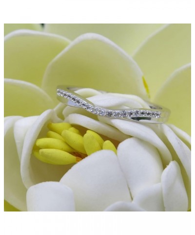 0.11 Carat (ctw) 10K Gold Round Cut White Topaz Ladies Anniversary Wedding Guard Contour Band 10 White Gold $92.47 Rings