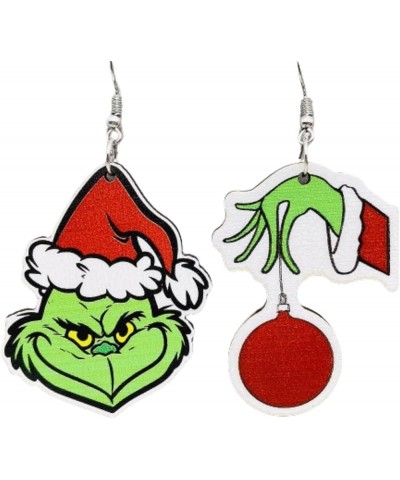 Christmas Earring Handmade Wooden Grinchmas Drop Earring Christmas Teardrop Dangle Earrings New Year Jewelry Xmas Gift for Wo...