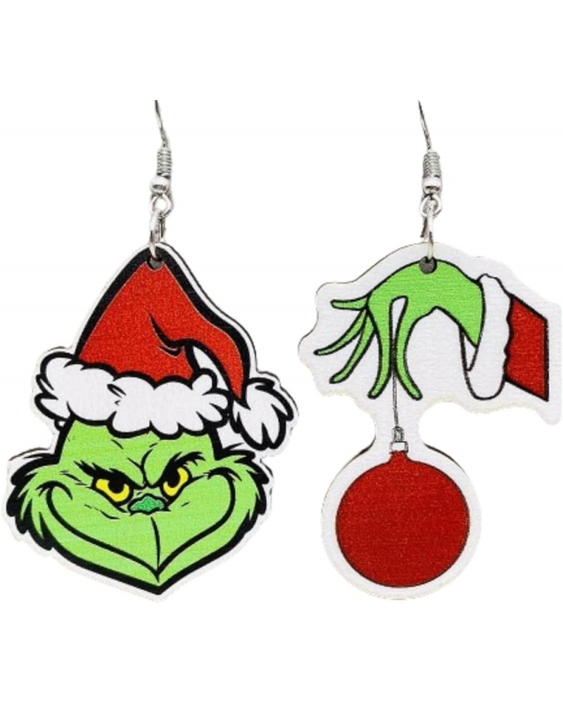 Christmas Earring Handmade Wooden Grinchmas Drop Earring Christmas Teardrop Dangle Earrings New Year Jewelry Xmas Gift for Wo...