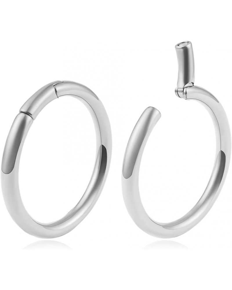 2PCS Simple Hoop Ear Plugs Body Piercing Tunnels 316 Stainless Steel Hypoallergenic Earrings Plugs for Ears Expander Body Jew...