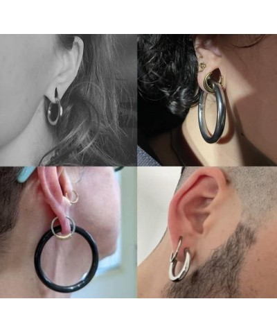 2PCS Simple Hoop Ear Plugs Body Piercing Tunnels 316 Stainless Steel Hypoallergenic Earrings Plugs for Ears Expander Body Jew...