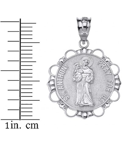 10k White Gold Round Saint Anthony Patron of Lost Articles Medal Pendant Necklace 18.0 Inches $133.19 Necklaces