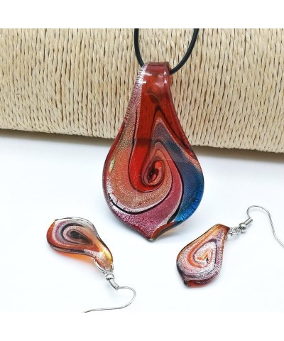 Glass Water Drop Shape Glaze Spiral Dangle Earrings Lampwork Handmade Glass Bead Geometric Earrings for Women Jewelry Paint R...