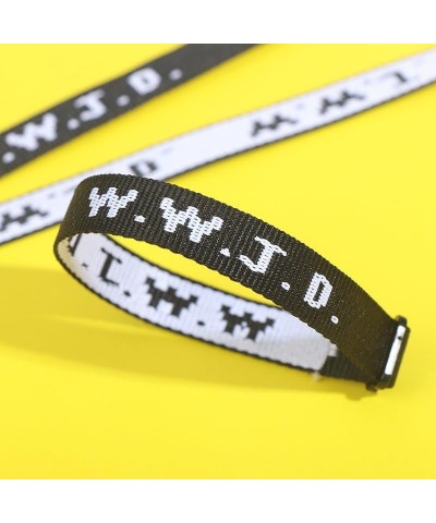 2 Pcs Set Letter WWJD Ribbon Jacquard Bracelet Elevated Faith WWJD Bracelet Pack for Women Men Pink & Black $7.19 Bracelets