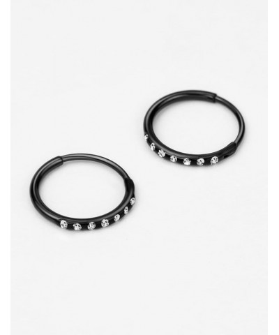 316L Surgical Steel Endless Hoop Earrings for Women Silver/Gold/Rose Gold/Black 8mm/10mm/12mm 10mm 02: CZ Hoop, Black $8.90 E...