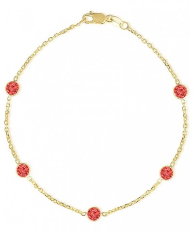 14k Yellow Gold Gemstone Birthstone Bracelet and Anklet 7.0 Inches Ruby $72.75 Anklets