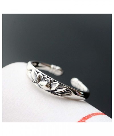 925 Sterling Silver Rings for Women Girls Wedding Bands High Polish Lotus Flower Statementt Open Finger Ring Stackable Rings ...